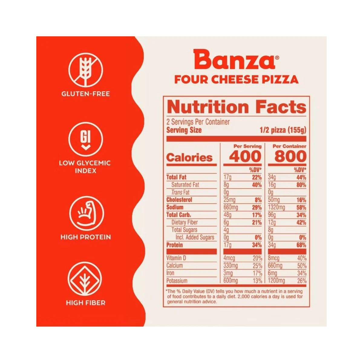 Banza Chickpea Gluten Free Protein Cheese Frozen Pizza 10.9oz - Image 2
