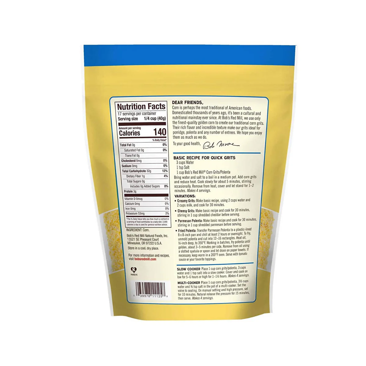 Bob's Red Mill Corn Grits Polenta 24oz - Image 2