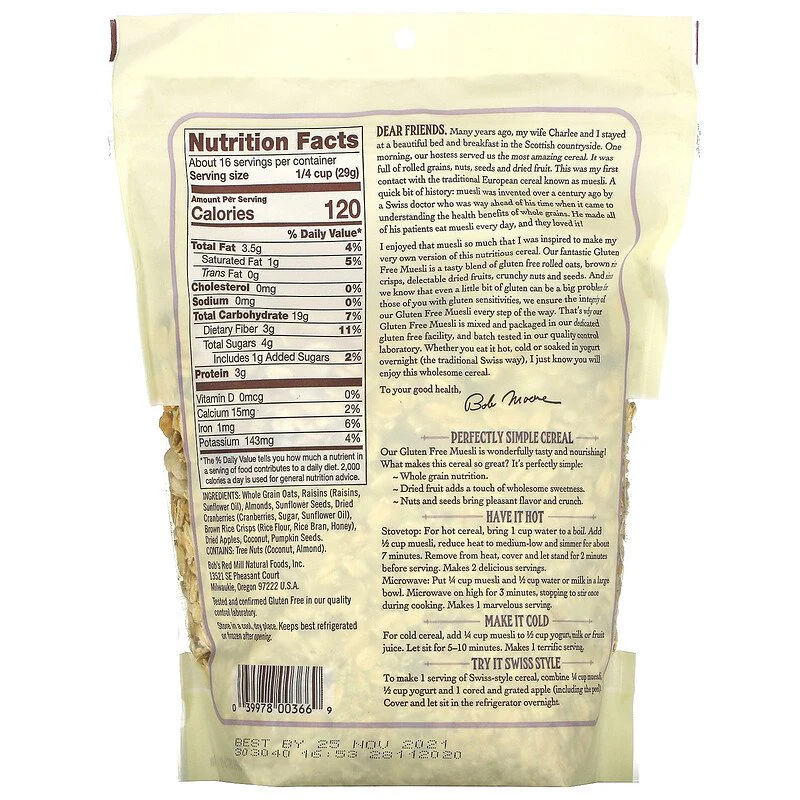 Bob's Red Mill Gluten Free Muesli 16oz - Image 2