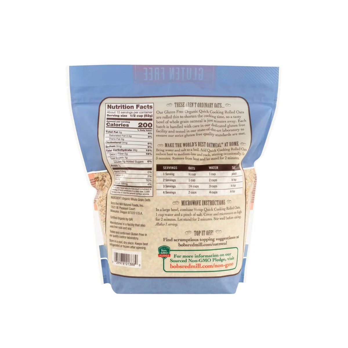 Bob's Red Mill Gluten Free Organic Quick Cooking Rolled Oats 28oz - Image 2