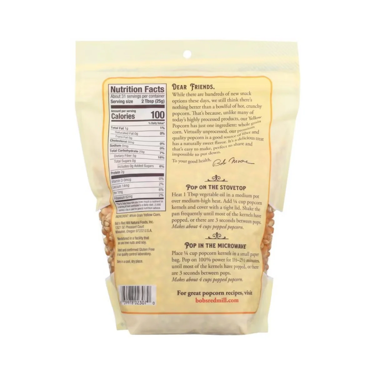 Bob's Red Mill Grain Popcorn Yellow 30oz - Image 2