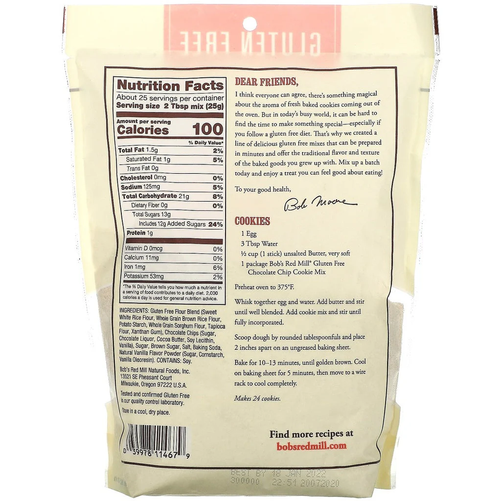 Bob's Red Mill Mix Cookie Chocolate Chip GF 22oz - Image 2
