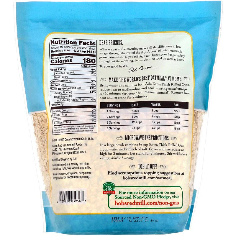 Bob's Red Mill Oats Rolled Thick Extra 32oz - Image 2