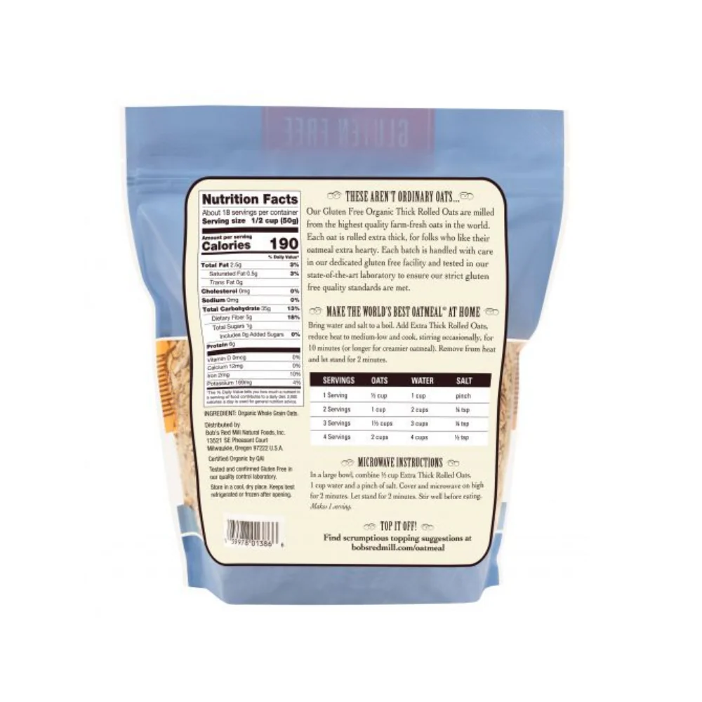 Bob's Red Mill Oats Rolled Thick GF OG 32oz - Image 2