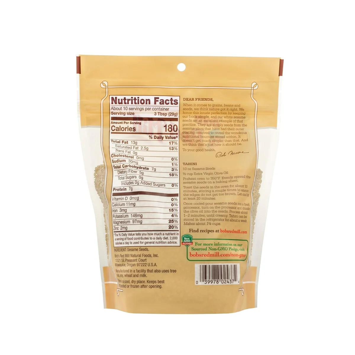 Bob's Red Mill Premium Hulled White Sesame Seeds 10oz - Image 2