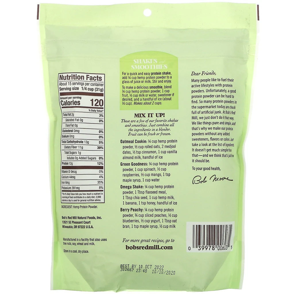 Bob's Red Mill Protein Hemp Powder 16oz - Image 2