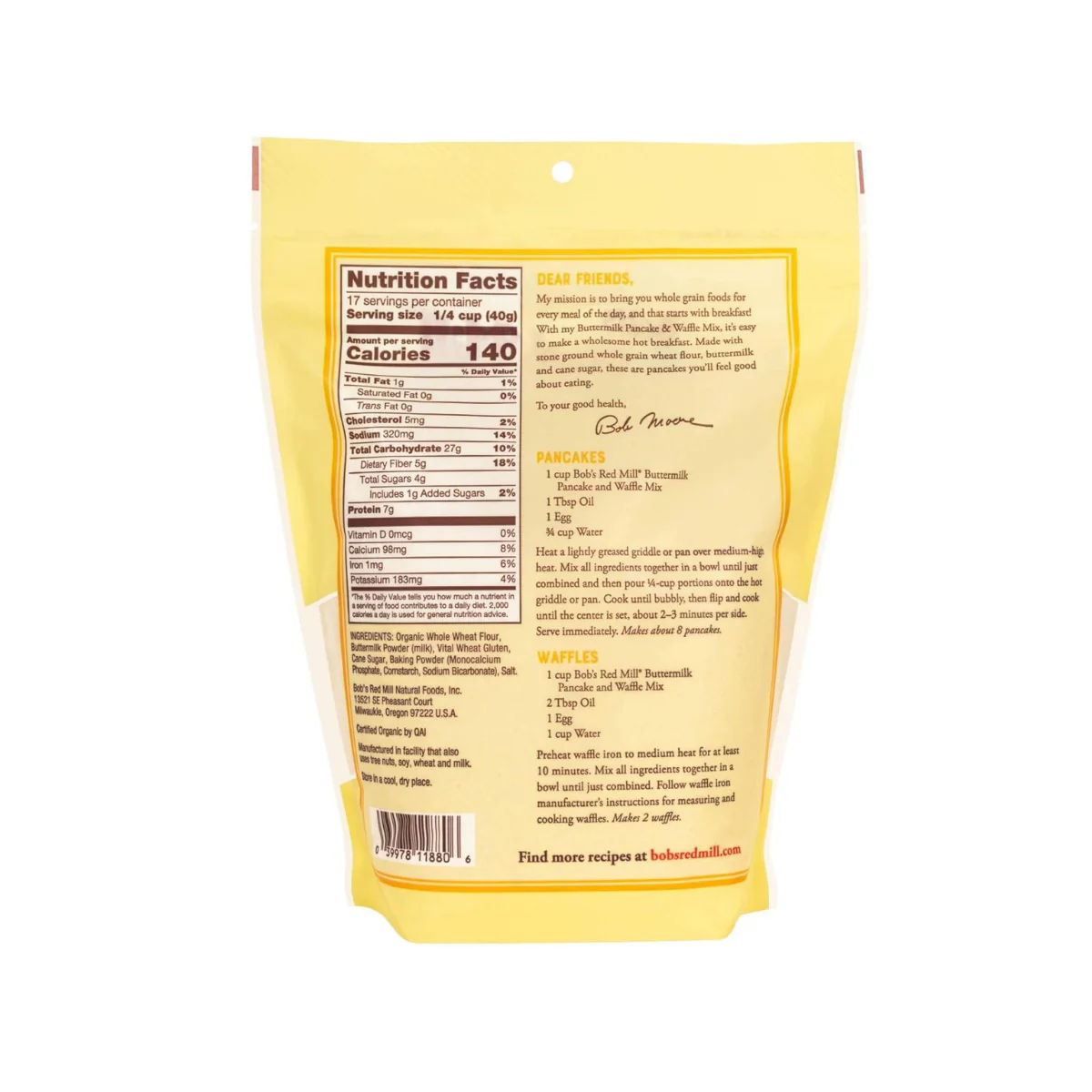 Bob's Red Mill Whole Grain Buttermilk Pancake & Waffle Mix 24oz - Image 2