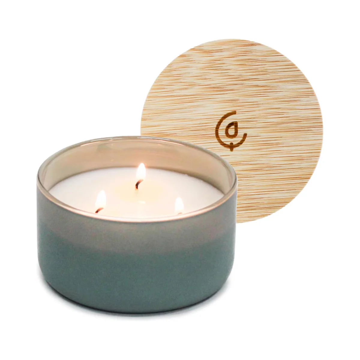 Calyan Wax Co Soy Candle 3 Wick Green Glass Jar Evergreen  Eucalyptus 8oz