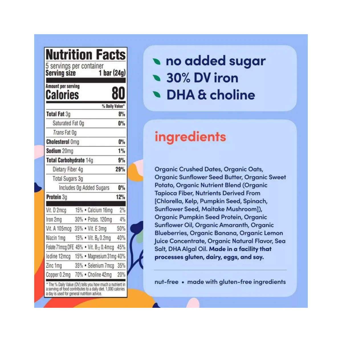 Cerebelly Organic Blueberry Banana Sweet Potato Smart Snack Bars 4.2oz 5c - Image 2