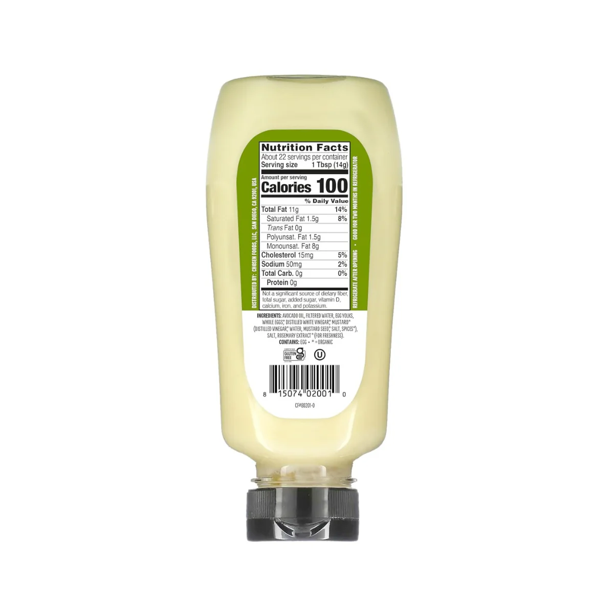 Chosen Foods Mayo 100% Avocado Oil Squeeze Bottle Keto Classic 11.25fl oz - Image 2