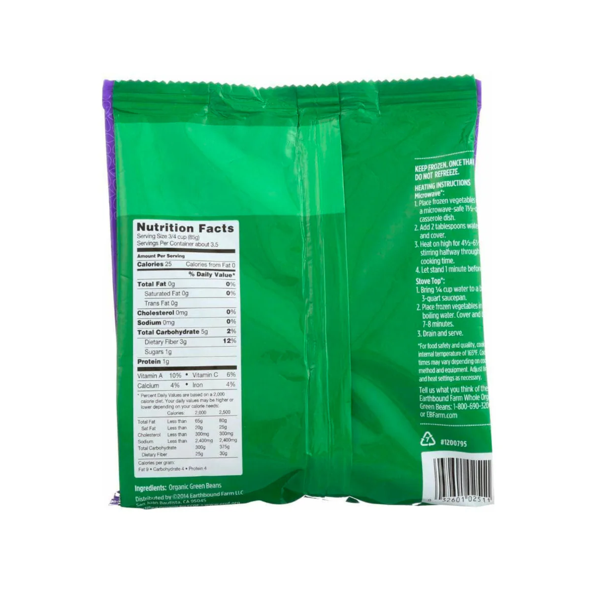 Earthbound Farm Whole Green Beans Frozen OG 10oz - Image 2