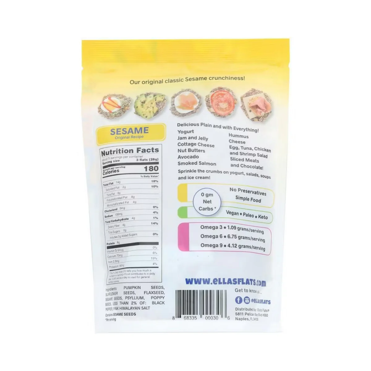 Ella's Flats Sesame All Seed Savory Crisps 4.8 oz - Image 2