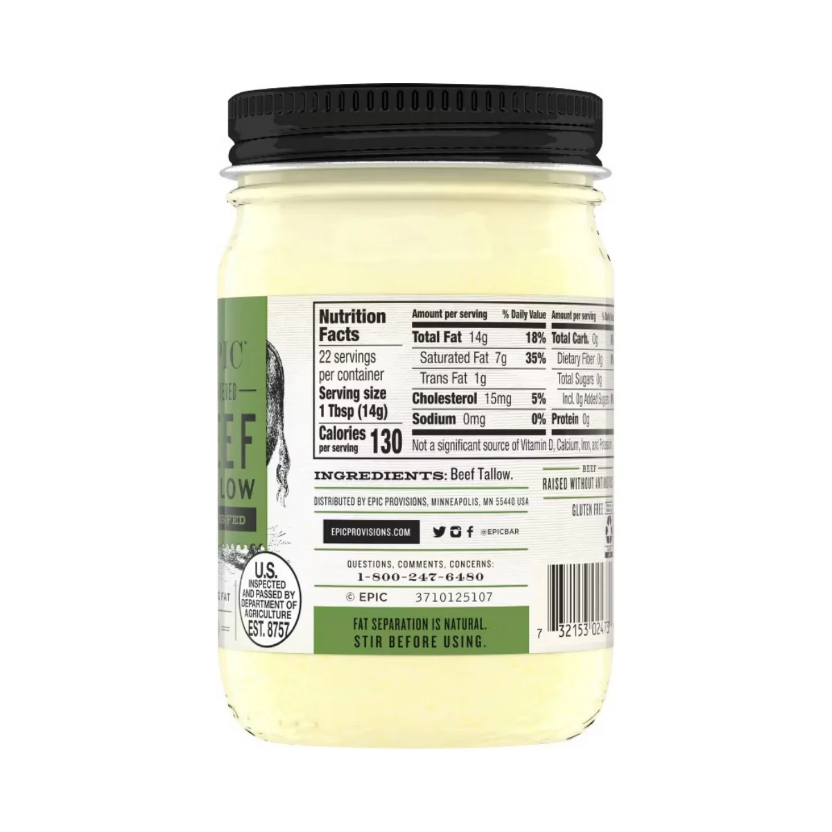 Epic Grass Fed Beef Tallow 11oz - Image 2