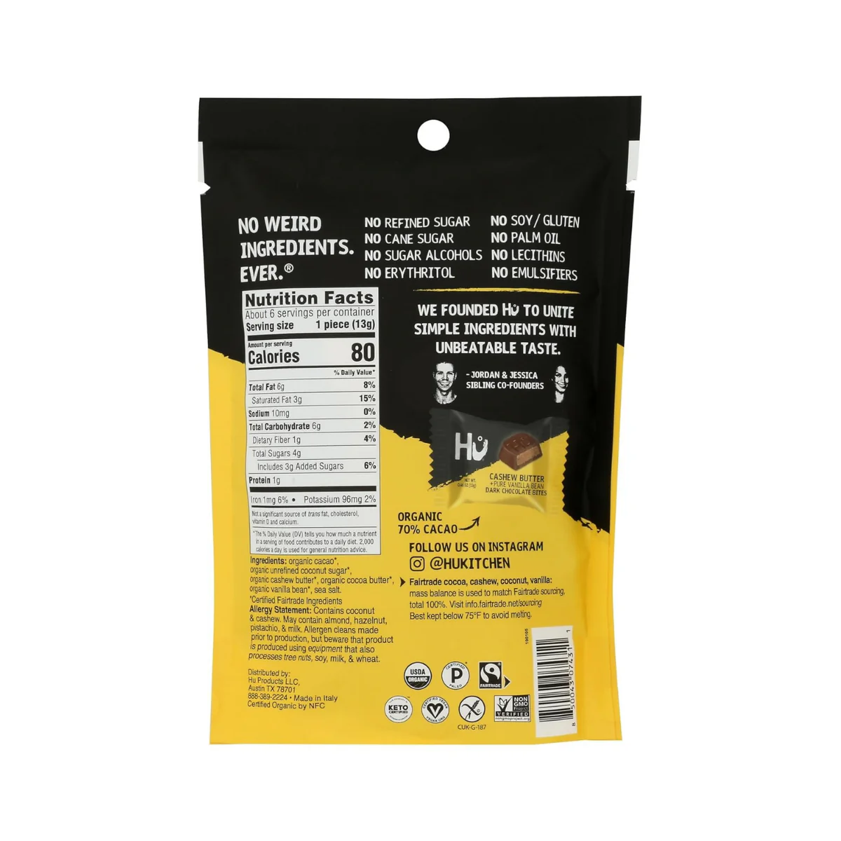 HU Cashew Butter Vanilla Bean Dark Chocolate Bites 2.75oz - Image 2