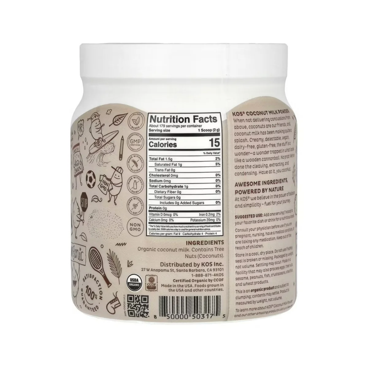 KOS Organic Coconut Milk Powder 12.6oz - Image 2
