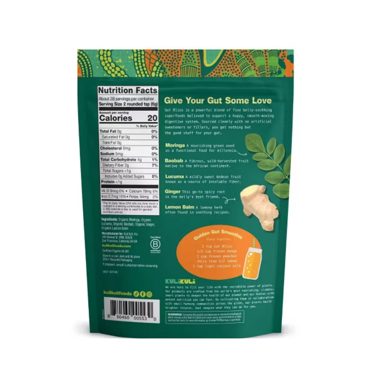 Kuli Kuli Organic Gut Bliss Superfood Blend Dietary Supplement Powder 6oz - Image 2