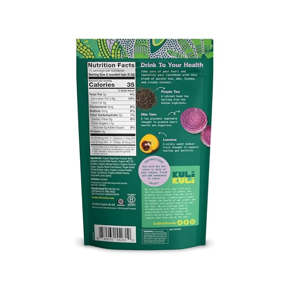 Kuli Kuli Organic Superfood Latte Ube Coconut 3.10oz - Image 2