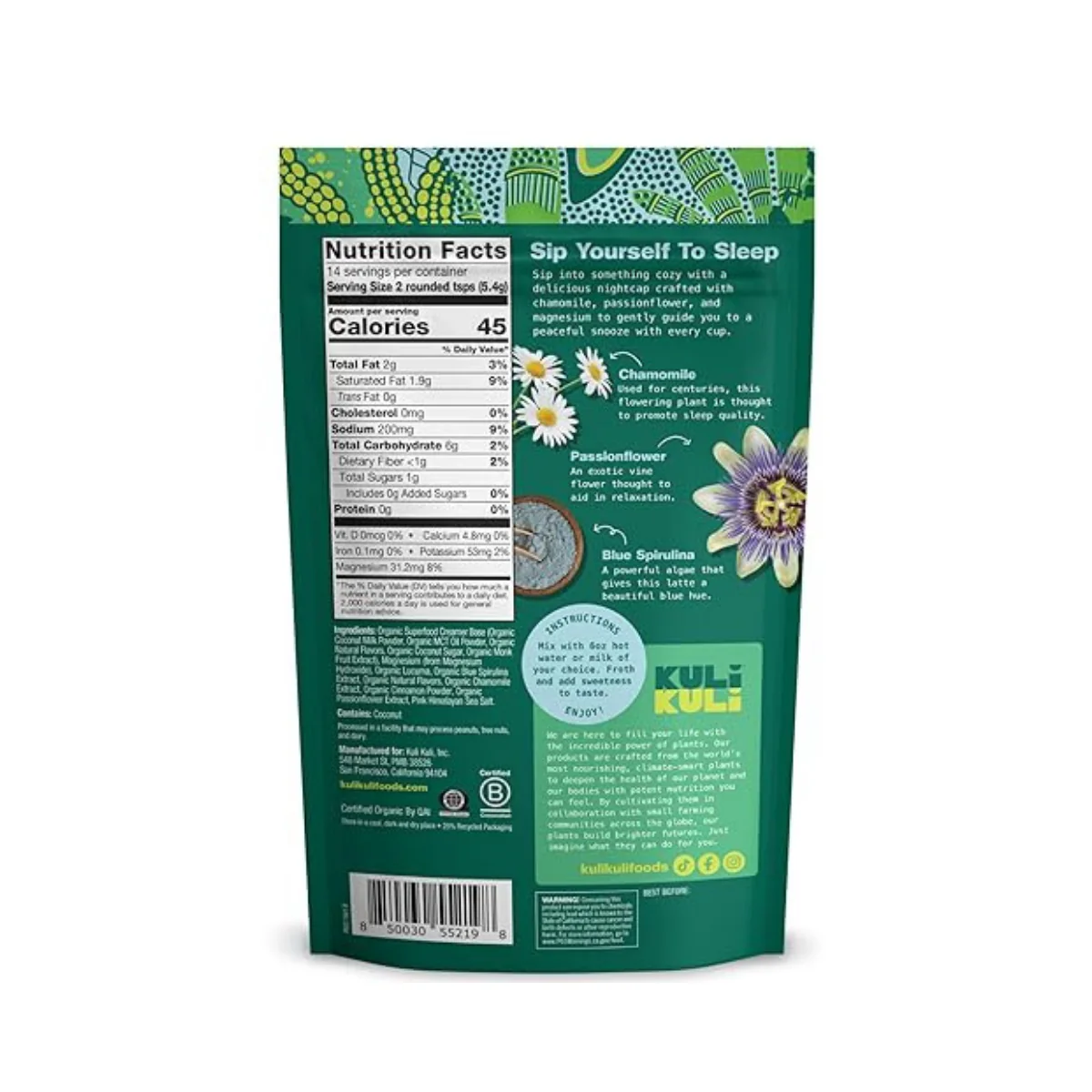 Kuli Kuli Organic Superfood Latte Vanilla Lavender 2.67oz - Image 2