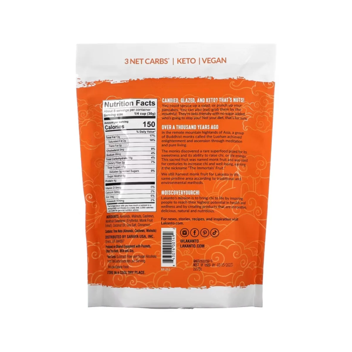 Lakanto Keto Candied Nuts Cinnamon Glazed 8 oz - Image 2
