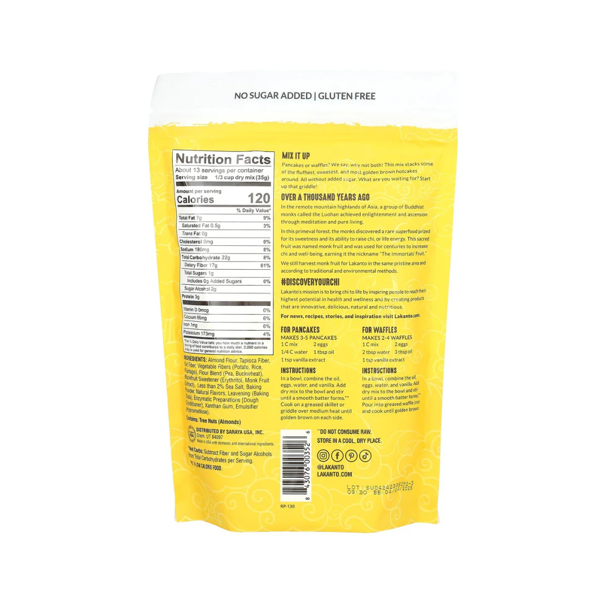 Lakanto Mix Pancake Waffle Sugar Free 8/16oz - Image 2