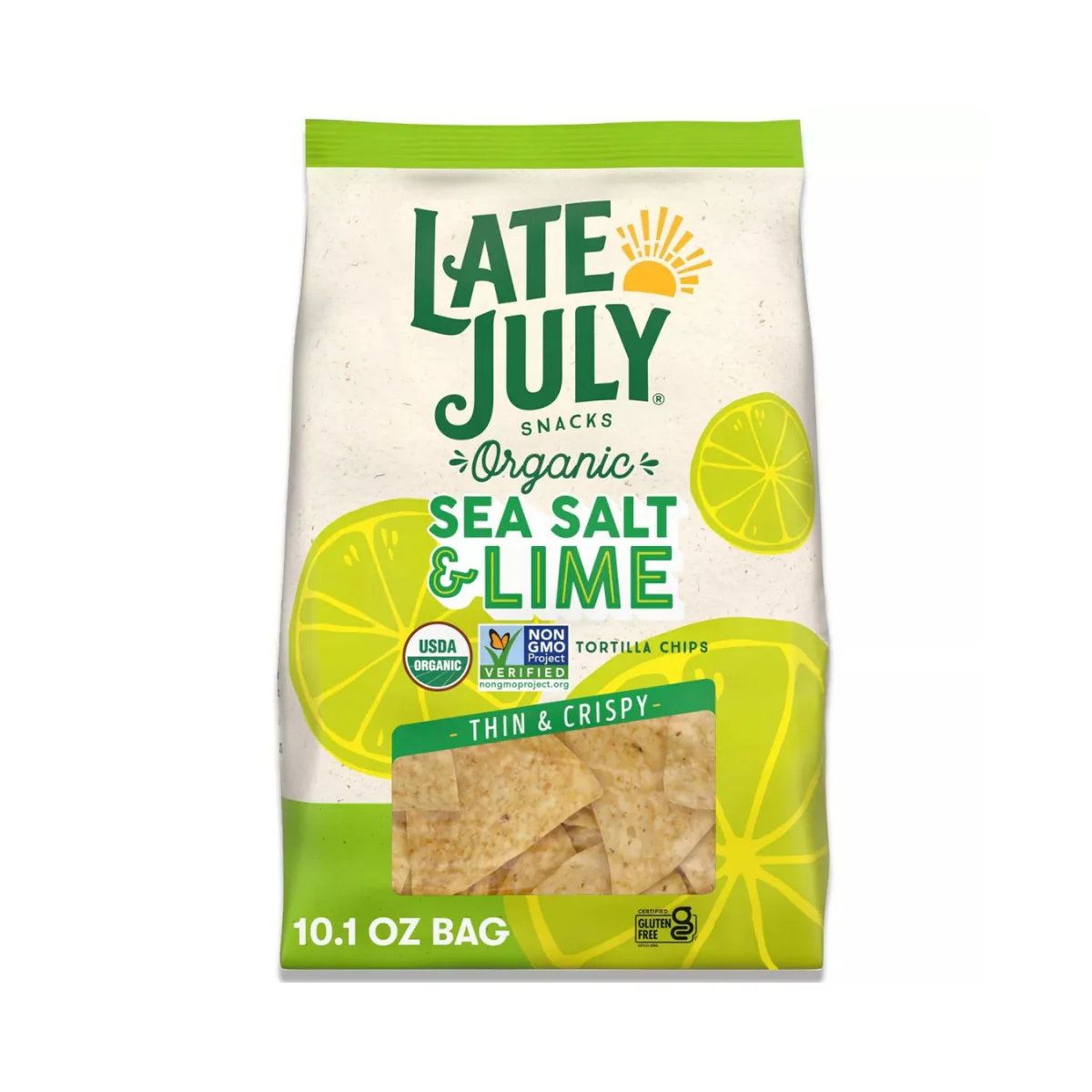 Late July Snacks Thin and Crispy Organic Tortilla Chips with Sea Salt and Lime 10.1oz
