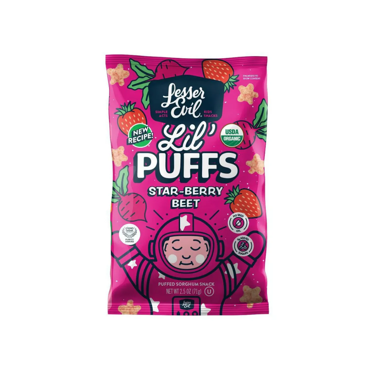 LesserEvil Lil' Puff Star-Berry Beet Baby Food 2.5oz