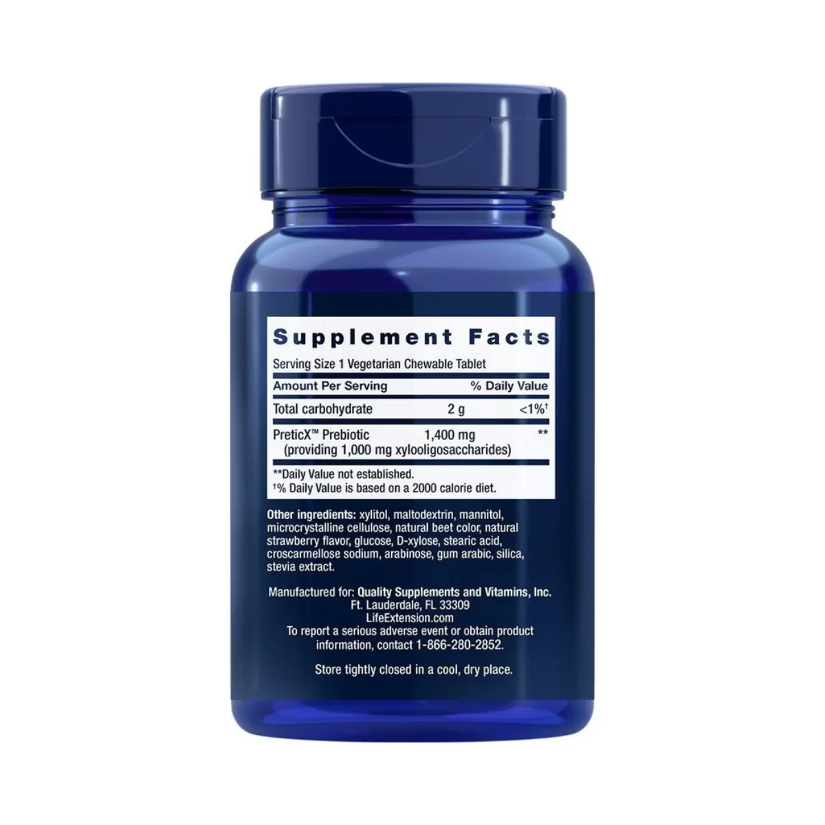 Life Extension FLORASSIST Prebiotic Chewable Natural Strawberry 60c - Image 2