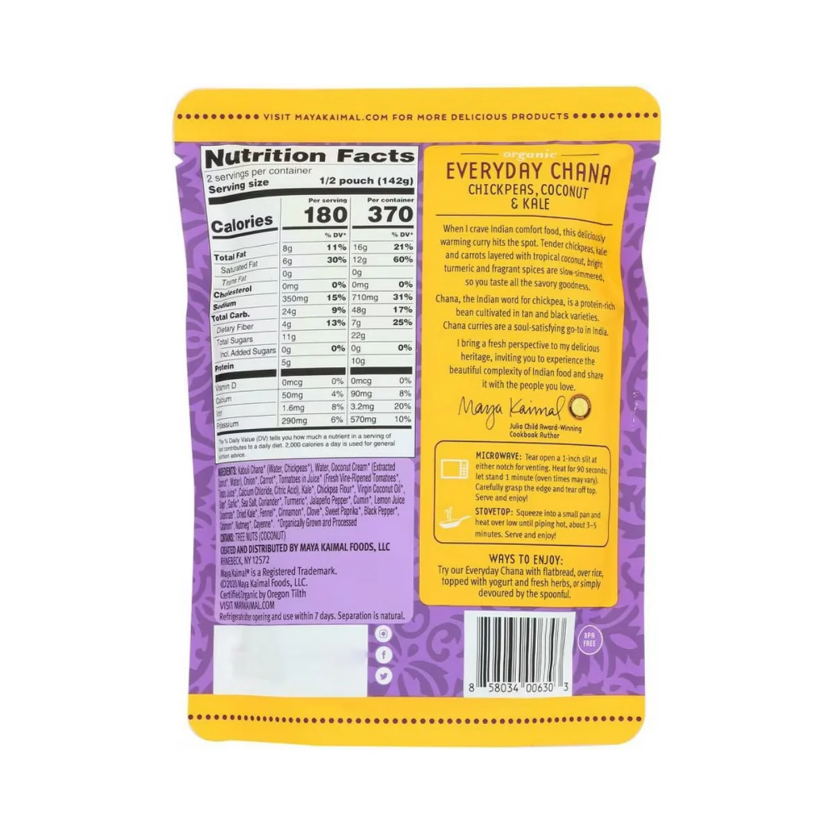 Maya Kaimal Chickpeas Coconut & Kale Organic Everyday Chana 10oz - Image 2