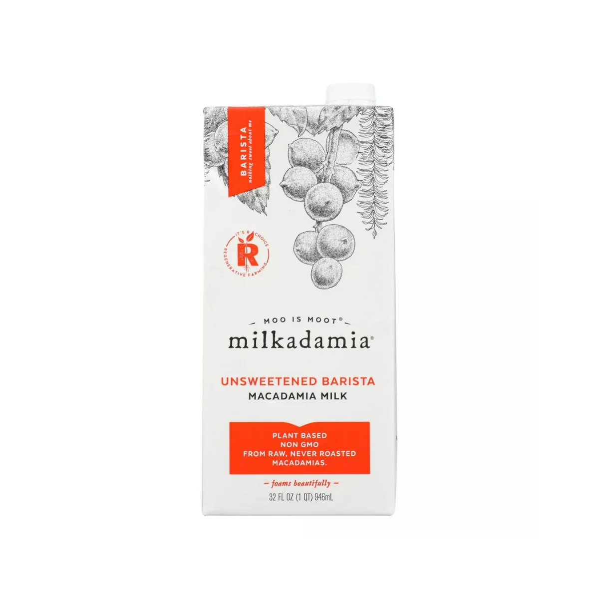 Milkadamia Unsweetened Barista Macadamia Milk 32 oz