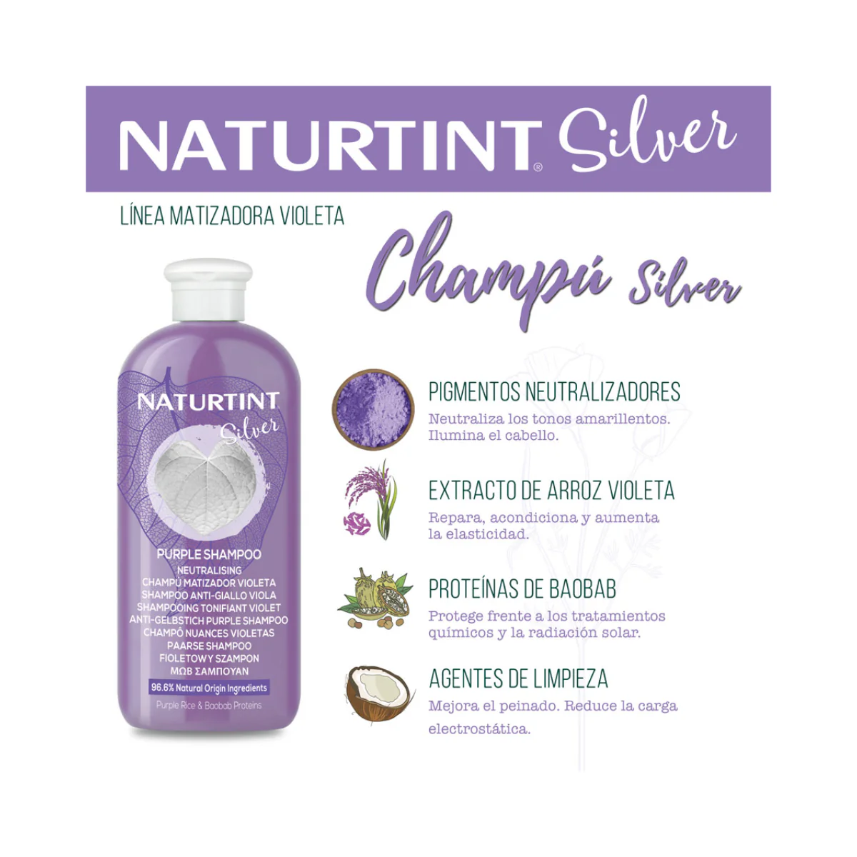 Naturtint Champú Silver Matizador Mechas Rubias 330ml - Image 3