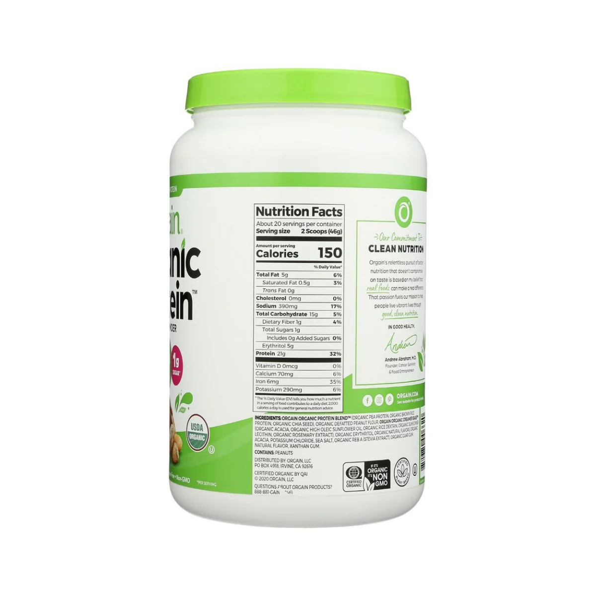 Orgain Organic Peanut Butter Vegan Protein Powder 2.03oz - Image 2