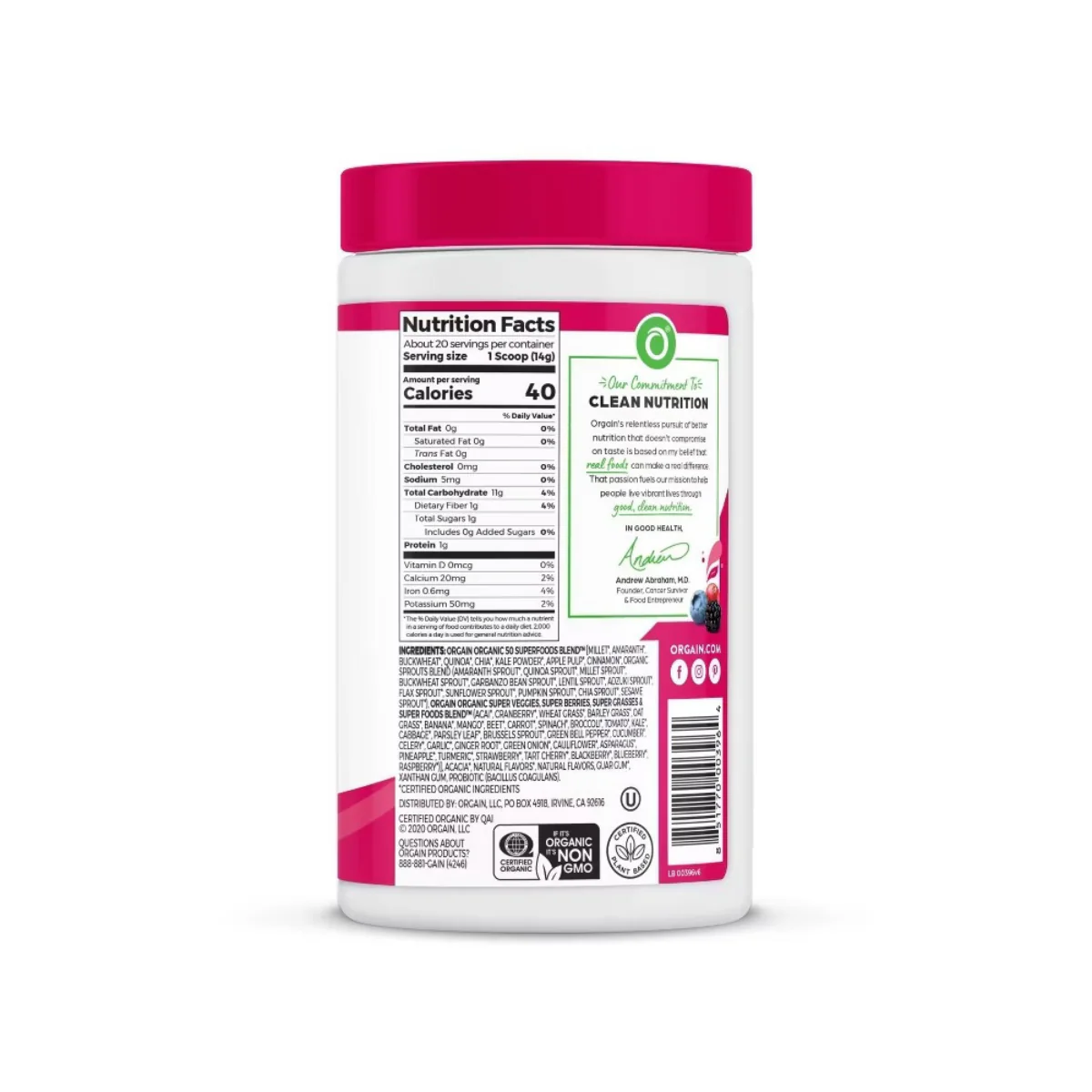 Orgain Organic Vegan Superfood Powder Berry 9.92oz - Image 2
