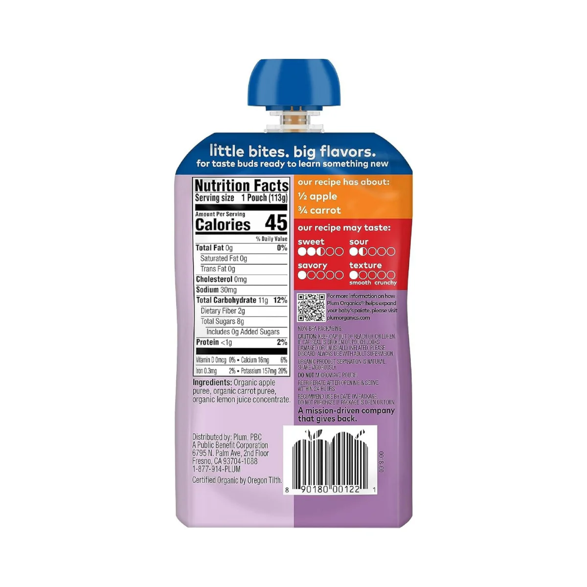 Plum Organics Baby Food Apple & Carrot 4oz - Image 2