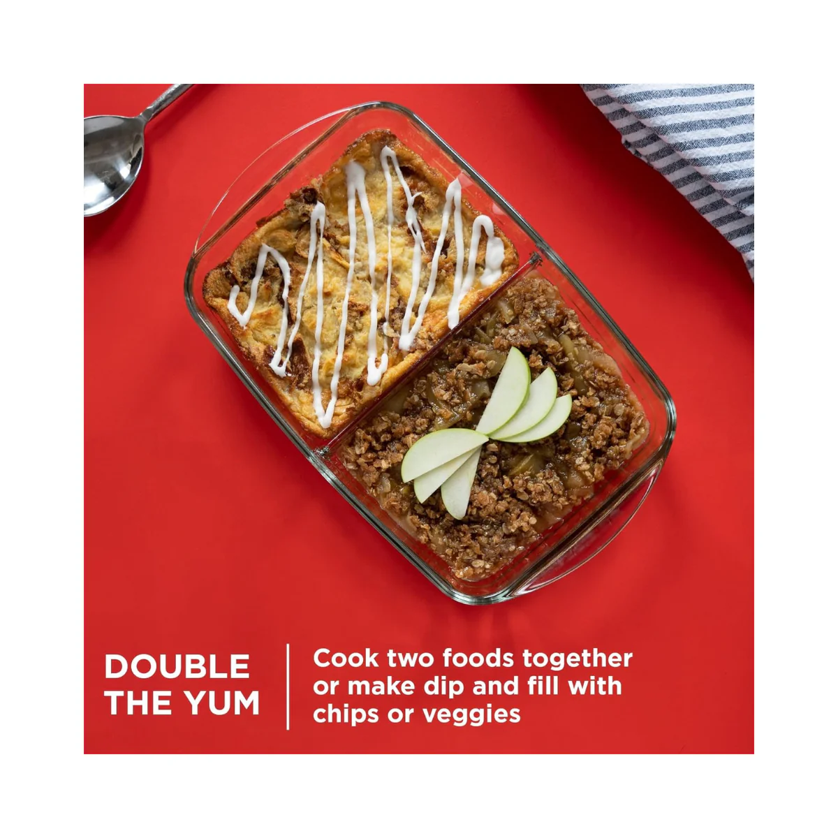 Pyrex 8"X12" Divided Glass Bakeware - Image 2