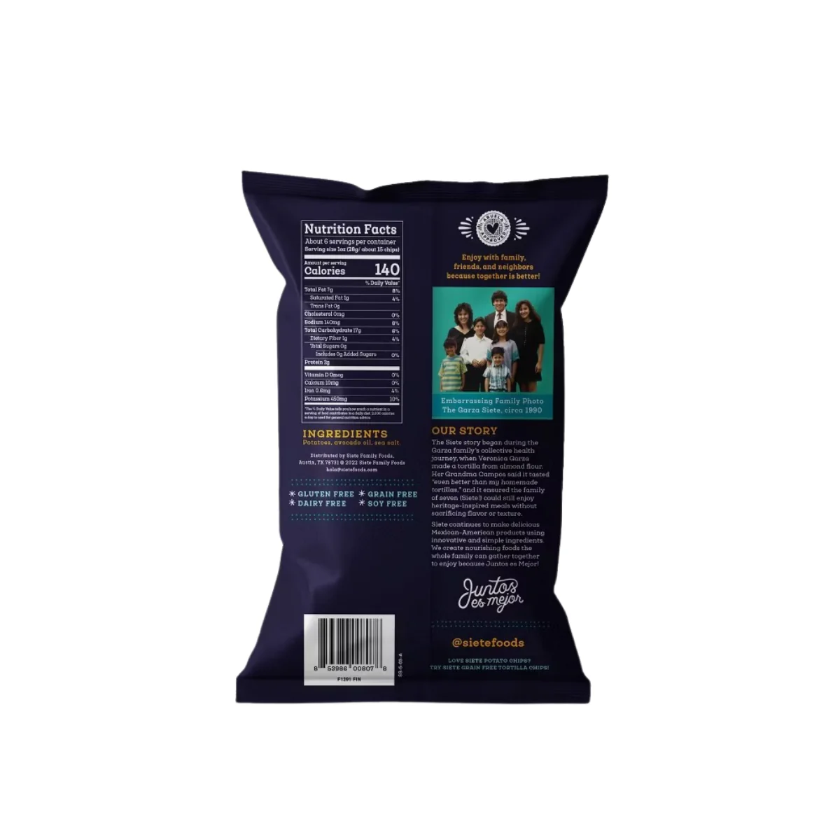 Siete Sea Salt Kettle Chips 5.5oz - Image 2