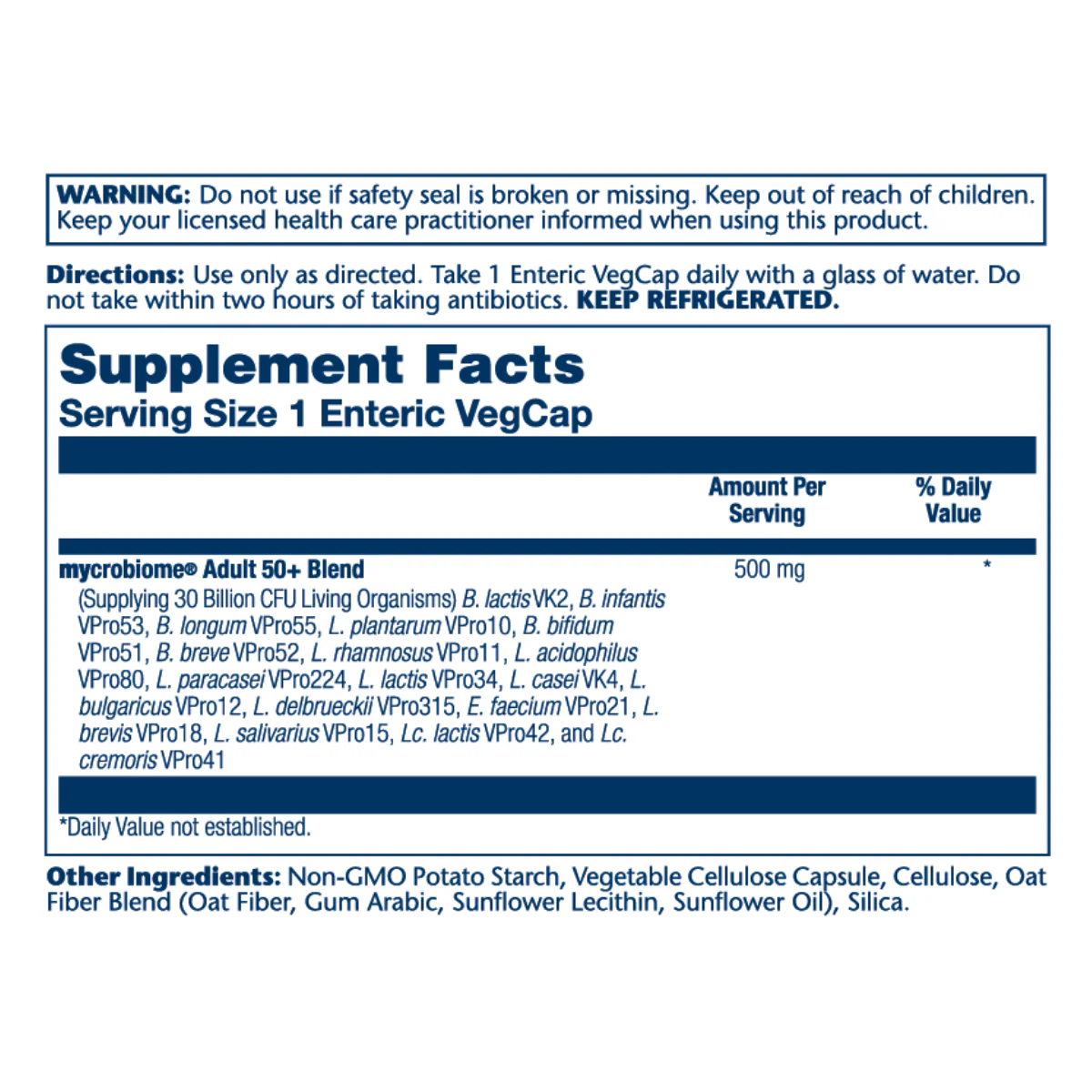 Solaray Mycrobiome Probiotic Adult 50+ 30Cap V GF - Image 2