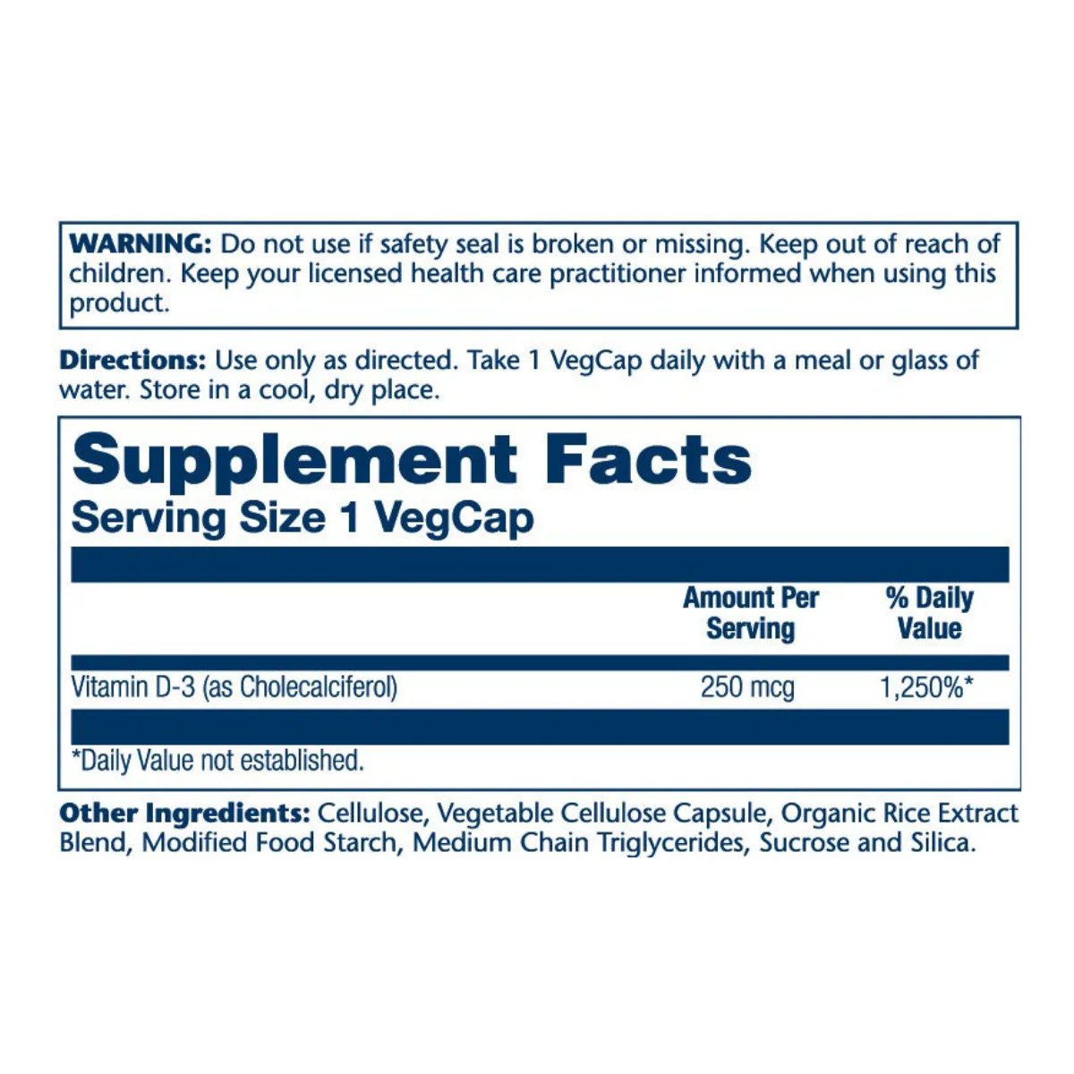 Solaray Super Strength Vitamin D-3 250mcg - Image 2