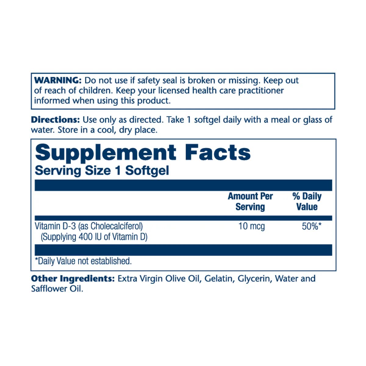 Solaray Vitamin D-3 10mcg GF - Image 2