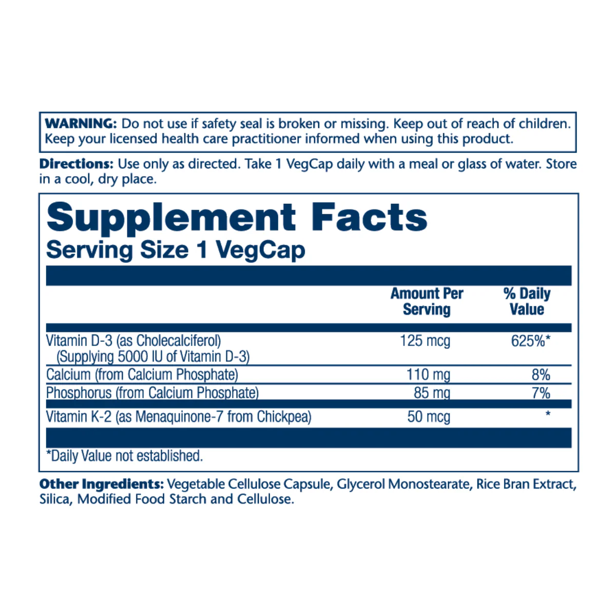 Solaray Vitamin D3 + K2 60Cap - Image 2