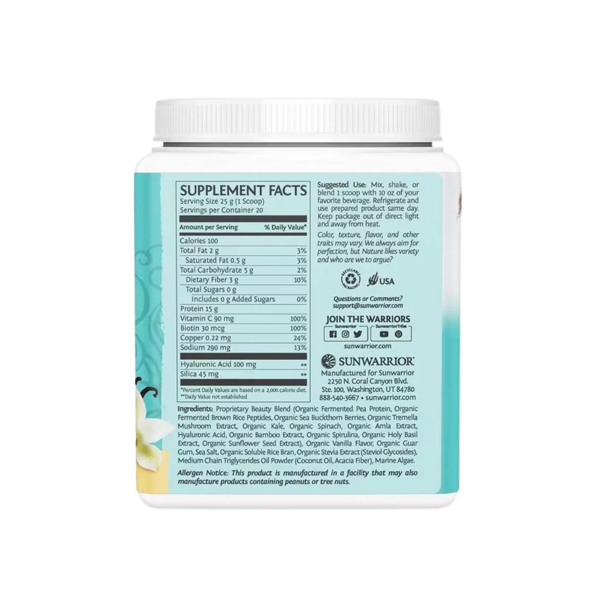 Sunwarrior Collagen Building Protein Peptides Powder Tahitian Vanilla - Image 2