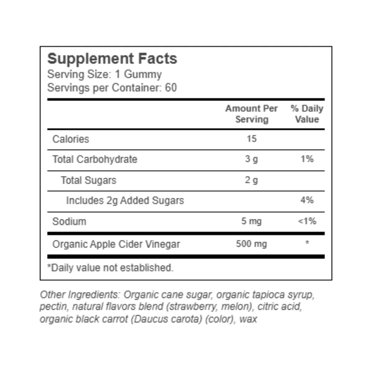 Trace Minerals Apple Cider Vinegar Gummies Strawberry Melon 500mg 60c - Image 2
