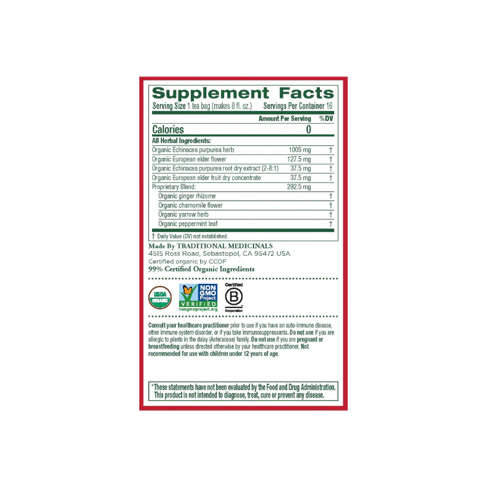 Traditional Medicinals Organic Echinacea Plus Elderberry Tea 16 c - Image 2