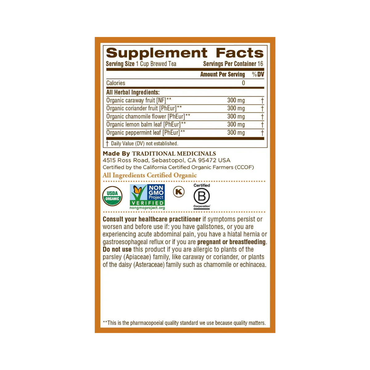 Traditional Medicinals Tea Bags Gas Relief OG 16c - Image 2
