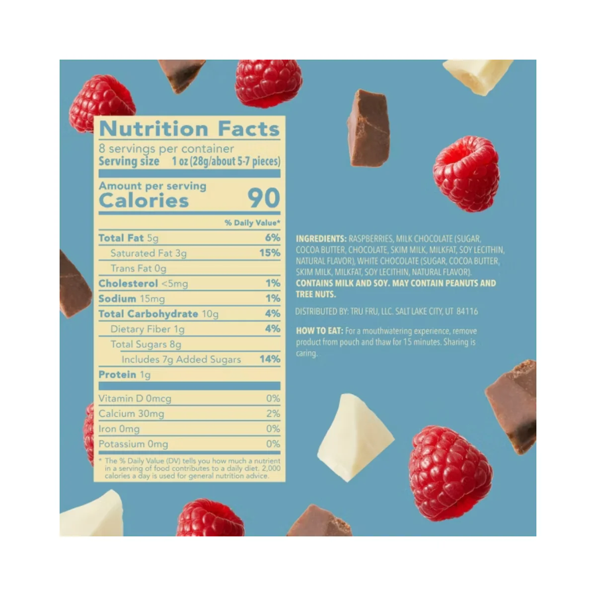 Tru Fru White & Milk Chocolate Frozen Whole Raspberries 8oz - Image 2