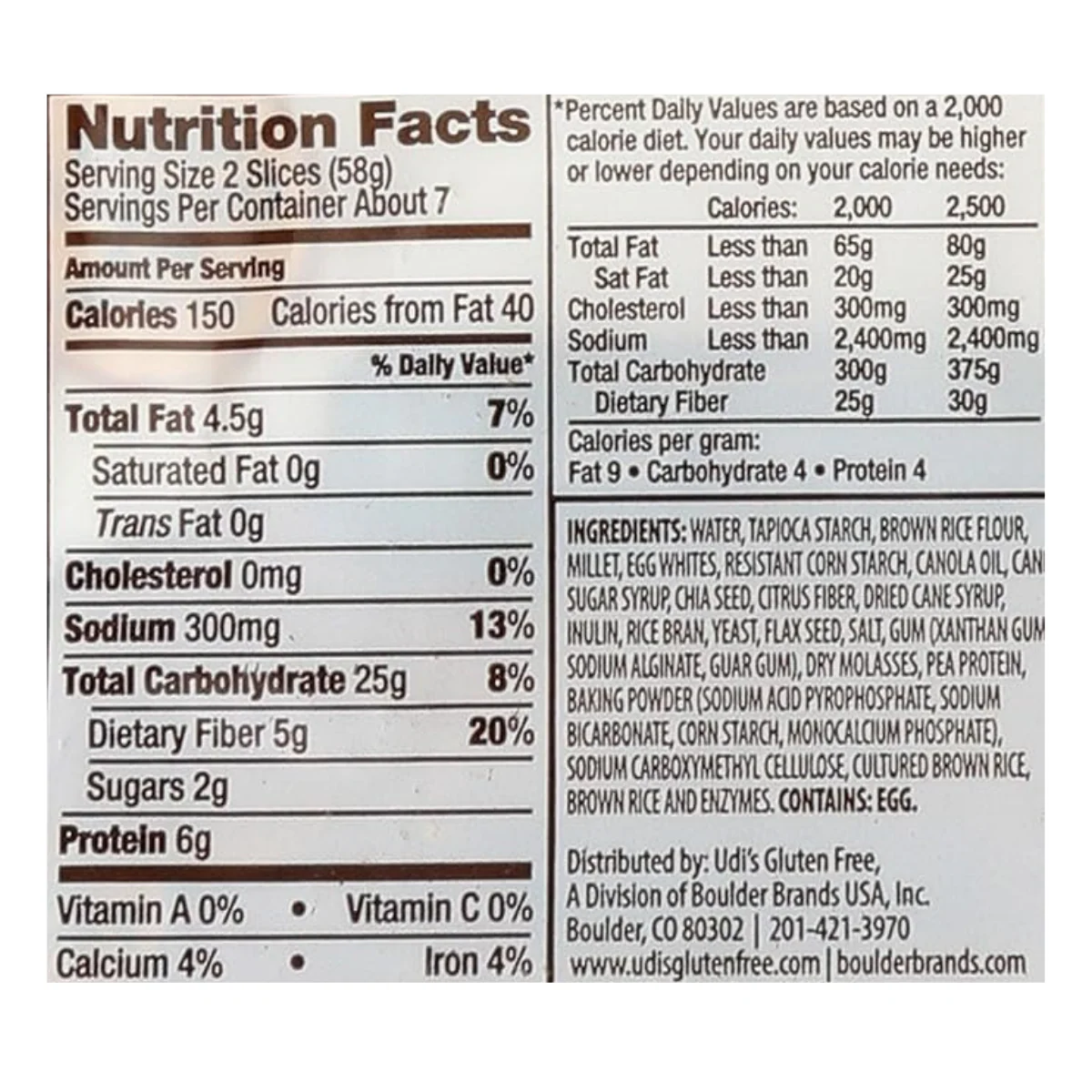Udis Bread Millet Chia GF 14.3oz - Image 2