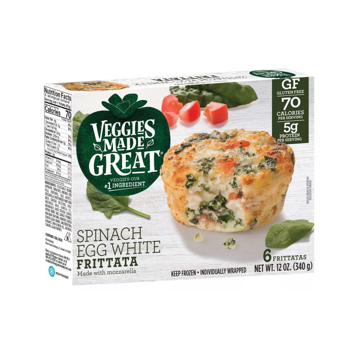 Veggies Made Great Gluten Free Frozen Spinach Egg White Frittata 12oz 6c
