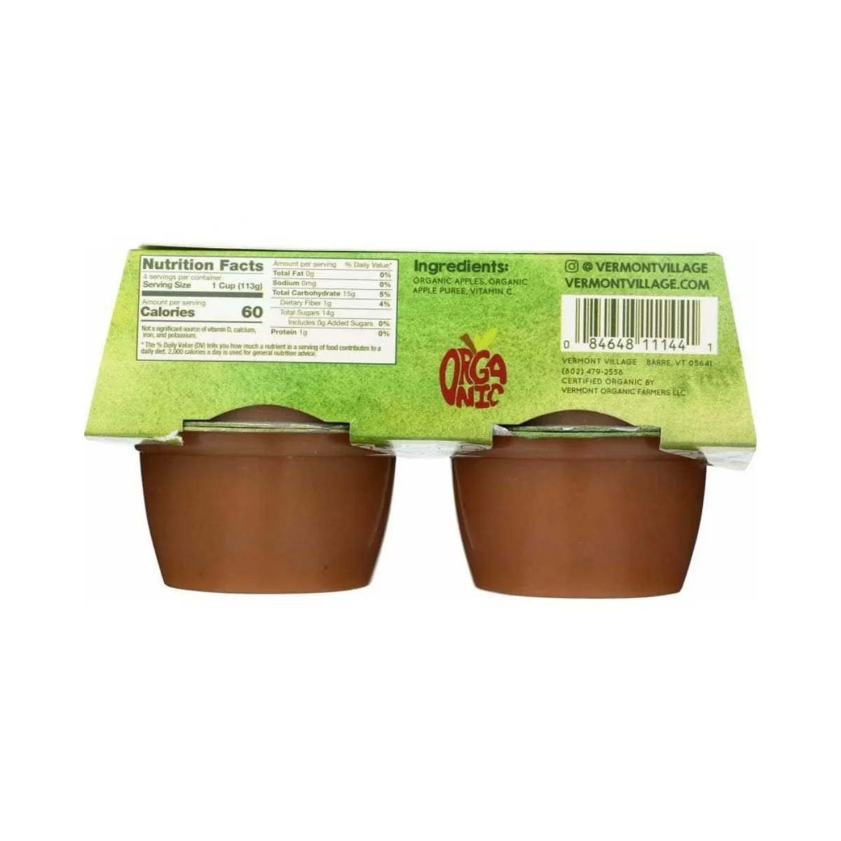 Vermont Village Organic Unsweetened Applesauce 4 packs 4oz - Image 2