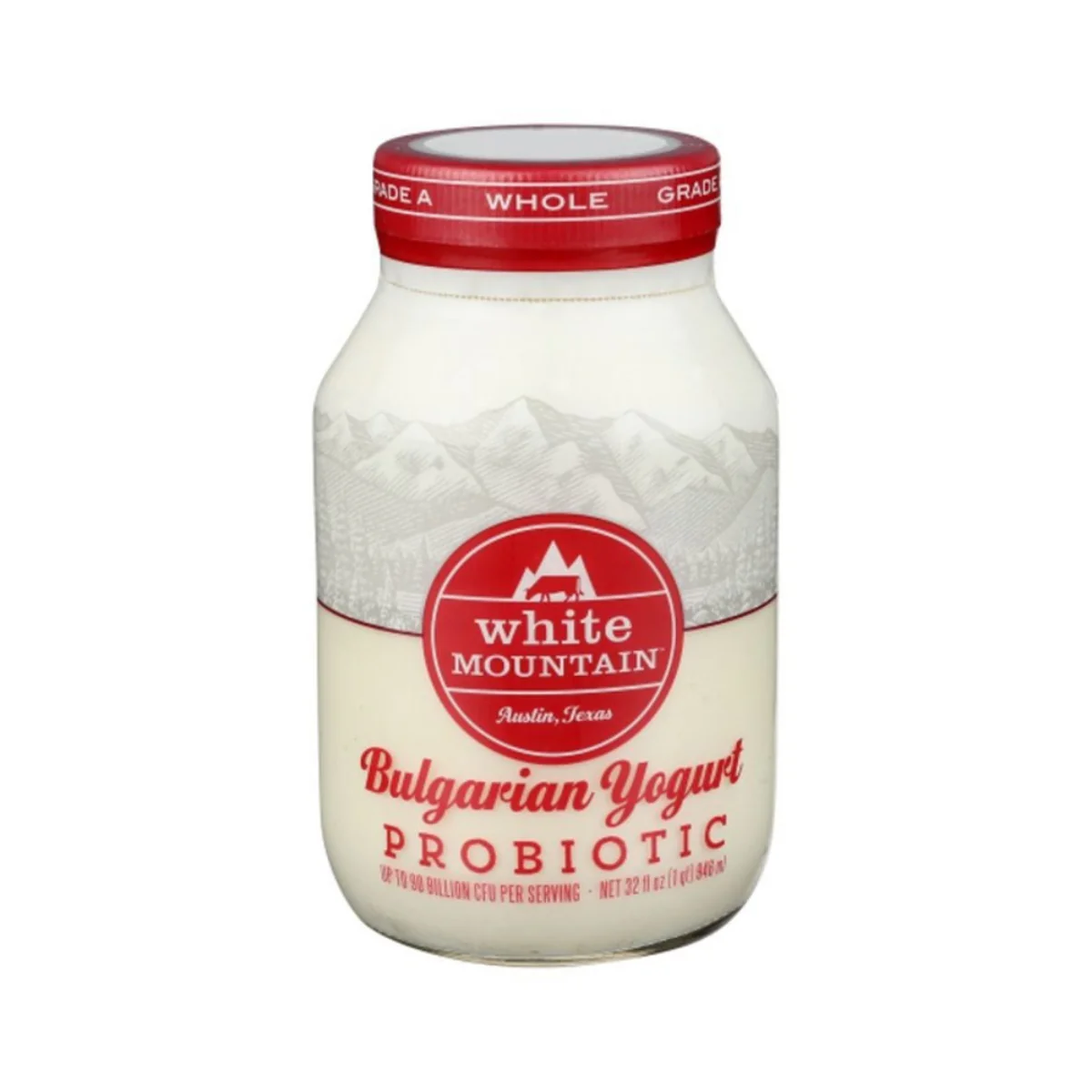 White Mountain Probiotic Whole Bulgarian Yogurt Glass 32fl oz